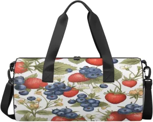 Berry Garden Delight Sports Duffel Bag with Shoulder Strap, Large Capacity Gym Bag with Shoe Compartment, Water Resistant Travel Duffle Bag for Men Women Travel, Sports (17.6x9x9 Inch)