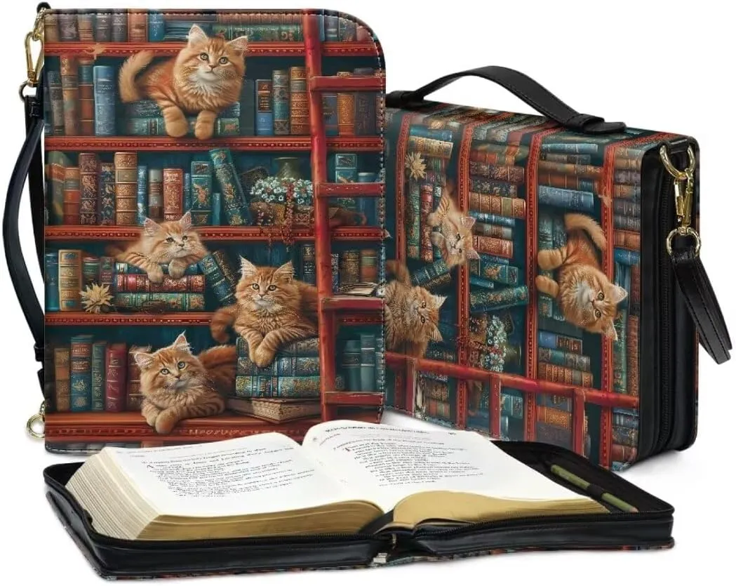 Bible Cover Case Leather Bible Coves Bible Covers Bible Carrying Case with Zipper Detachable Strap for Women Men