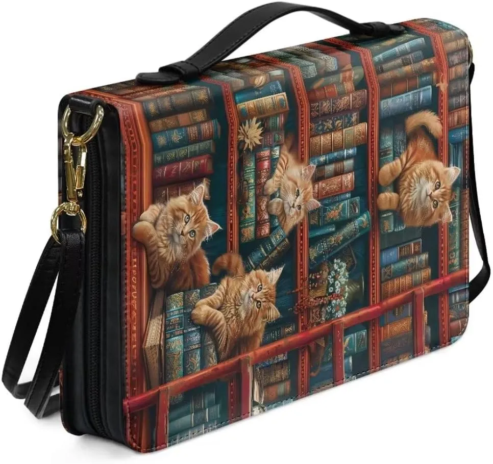 Bible Cover Case Leather Bible Coves Bible Covers Bible Carrying Case with Zipper Detachable Strap for Women Men