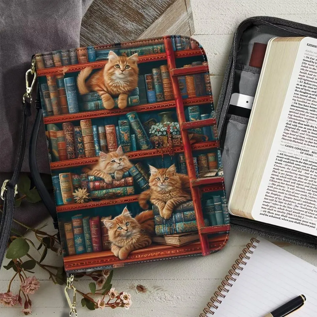 Bible Cover Case Leather Bible Coves Bible Covers Bible Carrying Case with Zipper Detachable Strap for Women Men