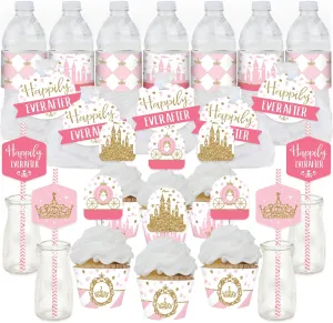 Big Dot of Happiness Little Princess Crown - Pink and Gold Princess Baby Shower or Birthday Party Favors and Cupcake Kit - Fabulous Favor Party Pack - 100 Pieces