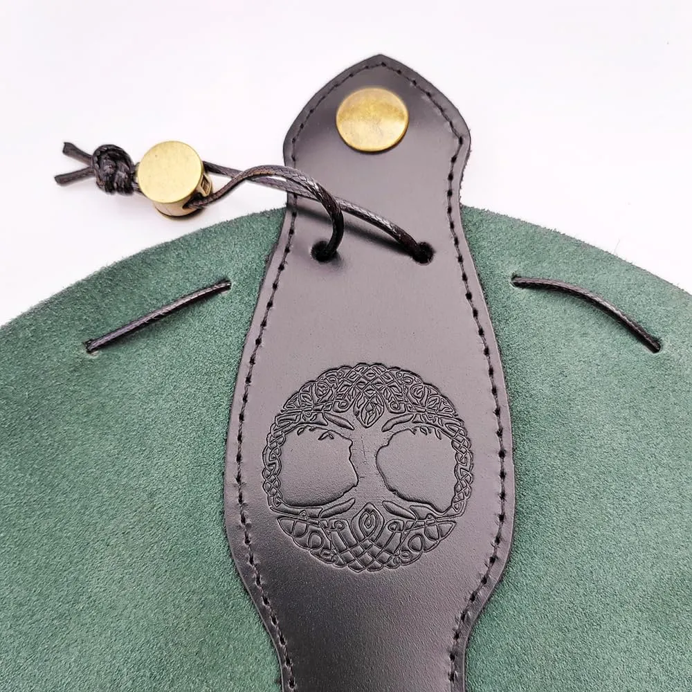 Black & Green Celtic Tree DND Gifts Dice Bag - Tray with Drawstring & Button Genuine Leather Dice Pouch Storage Bag for d&d Dices Jewelry Coin & Small Accessories