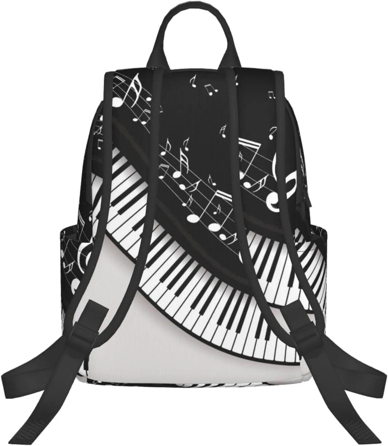 Black and White Piano Keys with Musical Notes Lightweight Backpack Leisure Rucksacks Durable Business Daypack for Outdoors, Bicycle