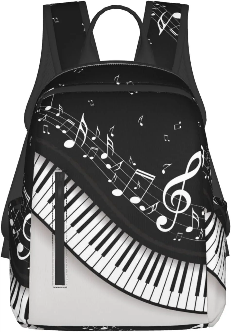 Black and White Piano Keys with Musical Notes Lightweight Backpack Leisure Rucksacks Durable Business Daypack for Outdoors, Bicycle