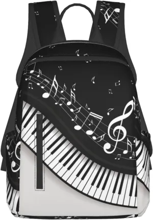 Black and White Piano Keys with Musical Notes Lightweight Backpack Leisure Rucksacks Durable Business Daypack for Outdoors, Bicycle