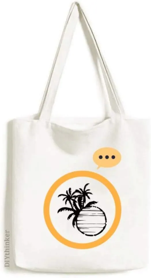 Black Beach Coconut Tree Outline Expression Gift Sack Canvas Tote Shoulder Bag