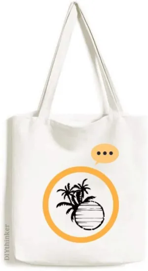 Black Beach Coconut Tree Outline Expression Gift Sack Canvas Tote Shoulder Bag