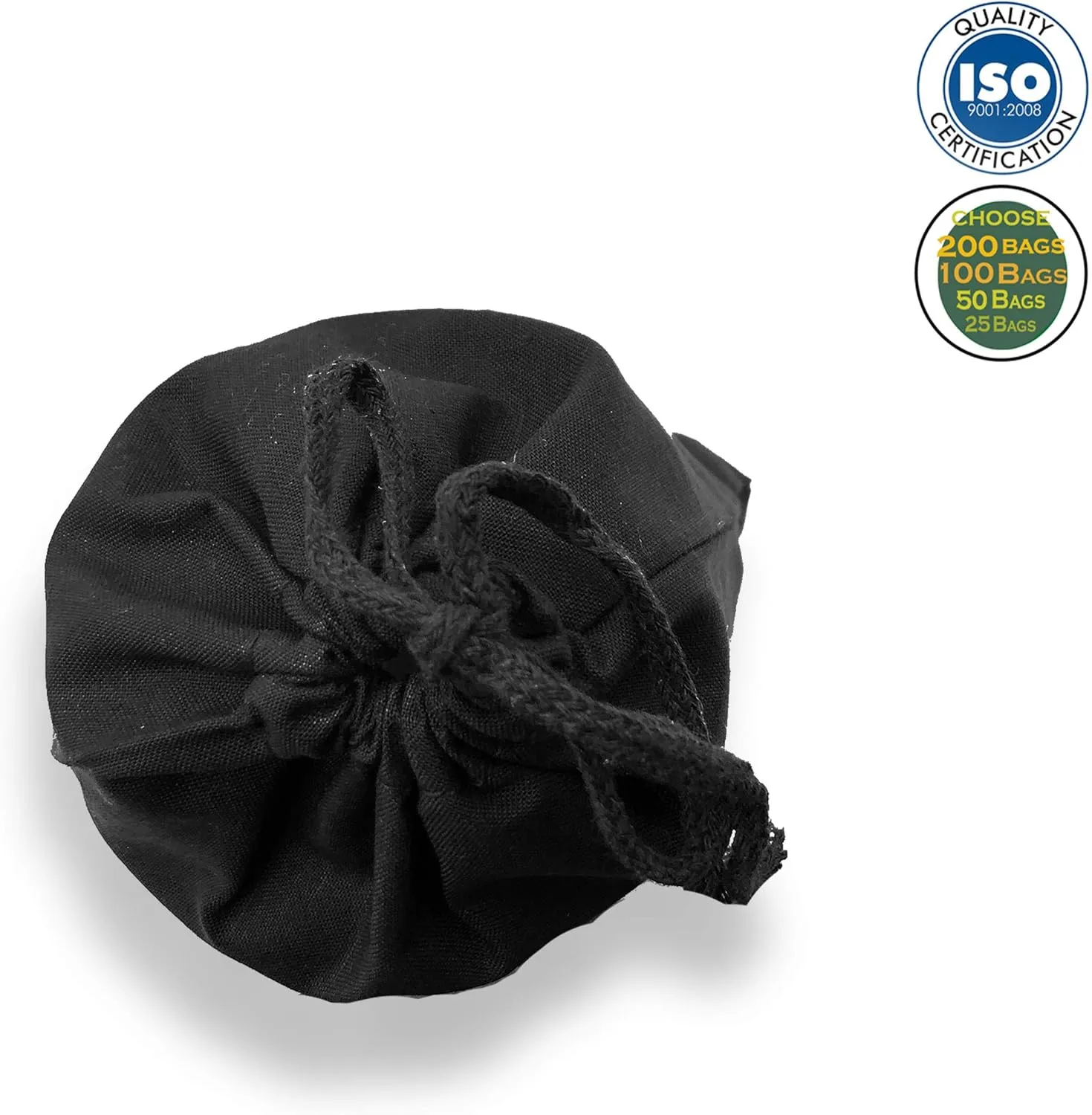 Black Cotton Drawstring Bags - Reusable Produce Bags