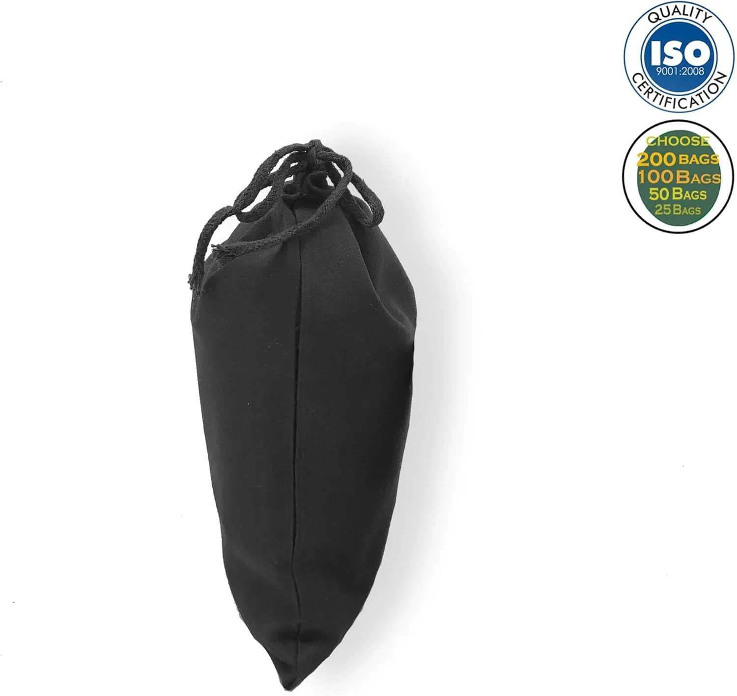 Black Cotton Drawstring Bags - Reusable Produce Bags