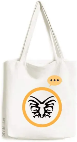 Black Illustration Insect Spider Pattern Expression Gift Sack Canvas Tote Shoulder Bag