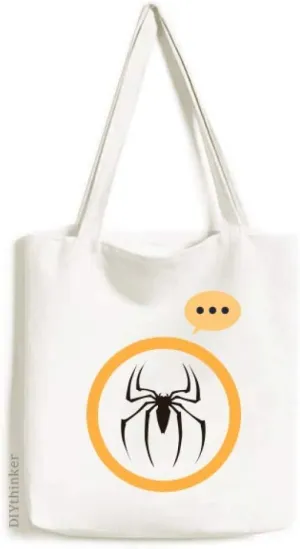 Black Insect Spider Illustration Pattern Expression Gift Sack Canvas Tote Shoulder Bag