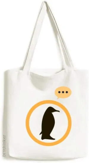 Black Penguin Animal Portrayal Expression Gift Sack Canvas Tote Shoulder Bag