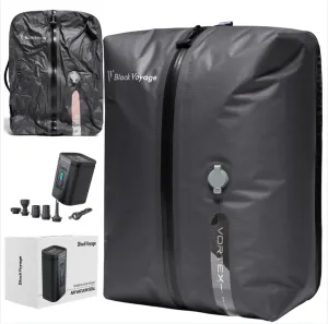 Black Voyage Vacuum Bag for Travel with Wireless Vacuum pump Reusable Compression Suitcases and Backpack Space Saver Airback Vacpack (Gray (1-Pack), 18L (With Vacuum))