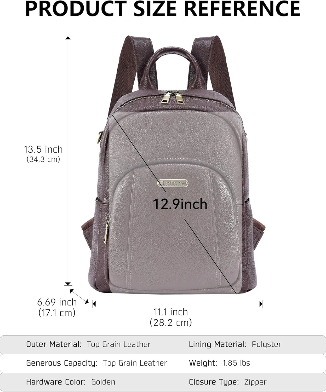 Blofinche Genuine Leather Backpack Purse for Women with Shoulder Strap Medium Convertible Daypack Handbag Lady Work Casual