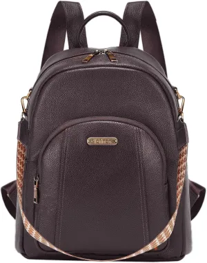 Blofinche Genuine Leather Backpack Purse for Women with Shoulder Strap Medium Convertible Daypack Handbag Lady Work Casual