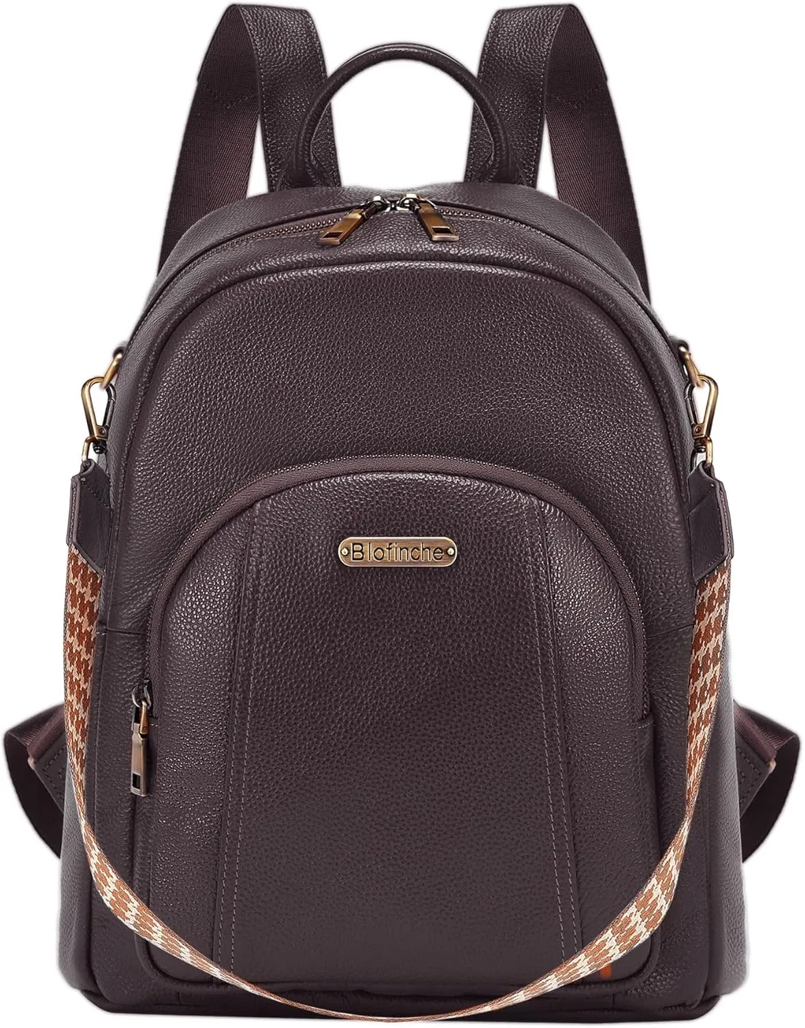 Blofinche Genuine Leather Backpack Purse for Women with Shoulder Strap Medium Convertible Daypack Handbag Lady Work Casual