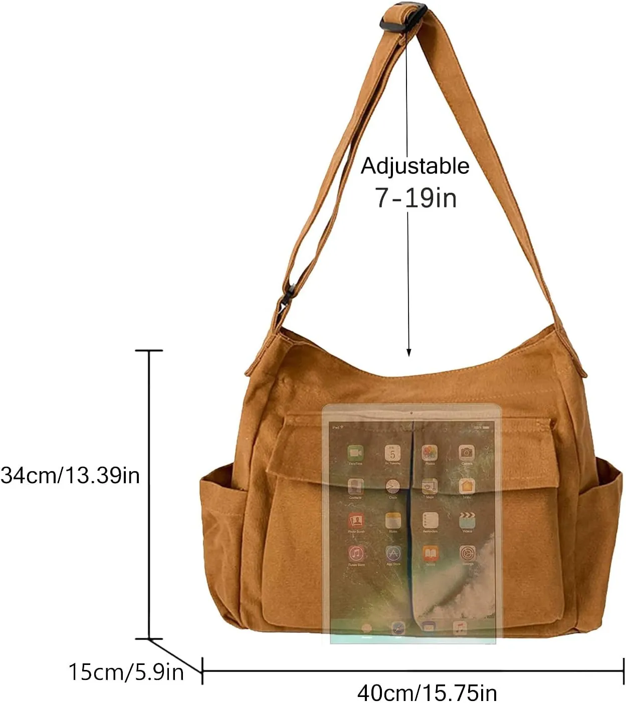 Blostirno Canvas Messenger Bag Large Hobo Crossbody Bag with Multiple Pockets Shoulder Tote Bags for Women and Men