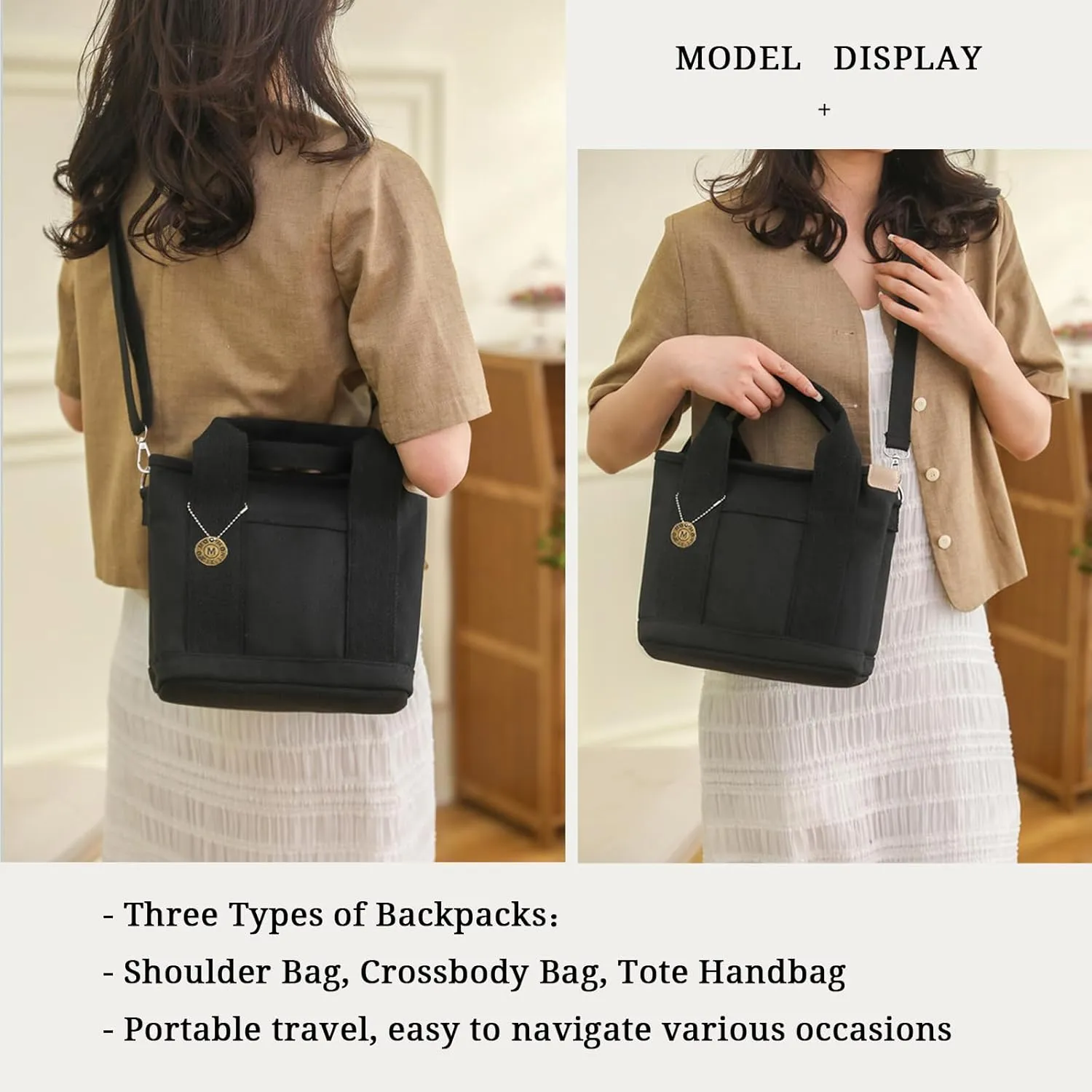 Blostirno Women's Small Canvas Tote Bag Stylish Satchel Mini Shoulder Crossbody Bags Fashion Hobo Messenger Purse Handbags