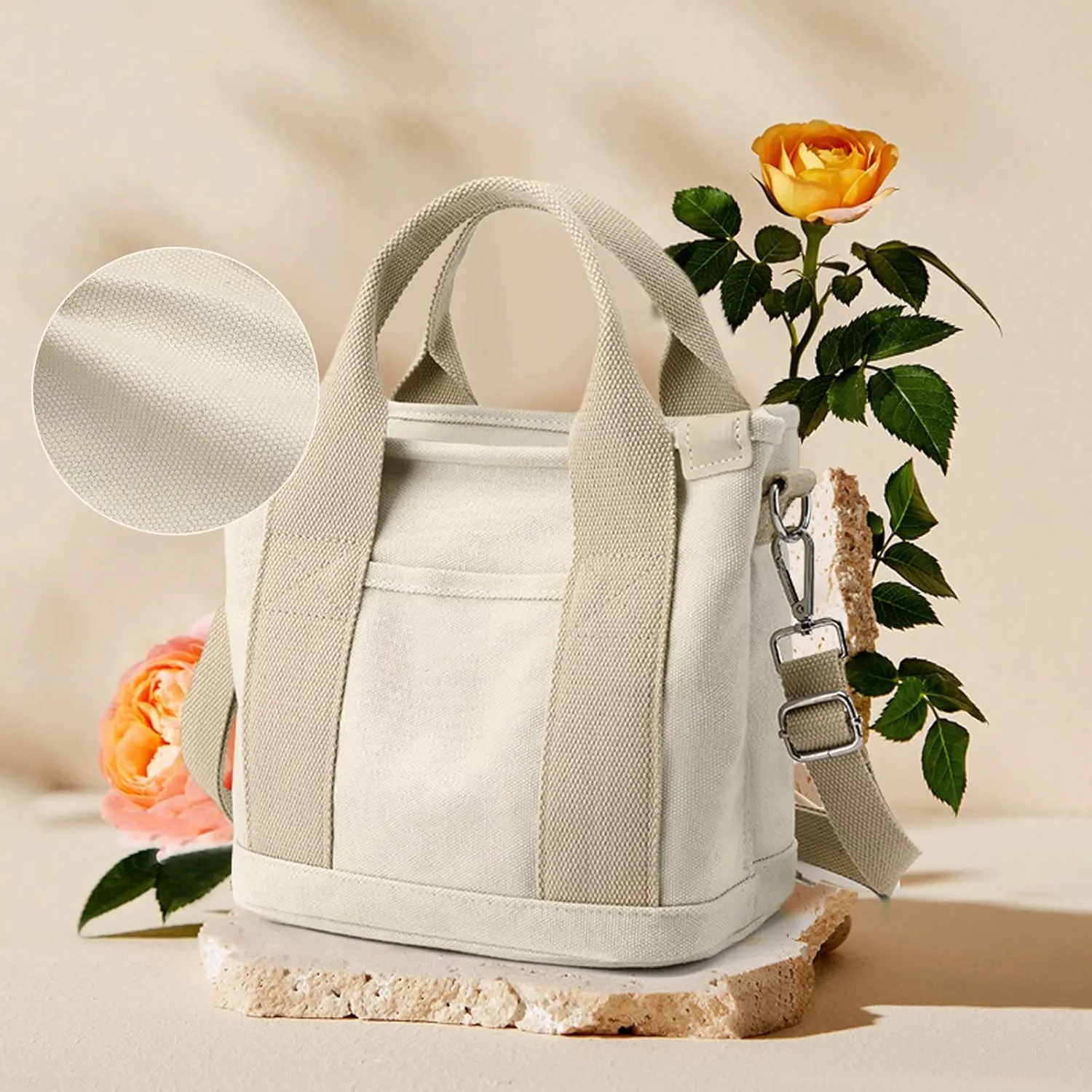 Blostirno Women's Small Canvas Tote Bag Stylish Satchel Mini Shoulder Crossbody Bags Fashion Hobo Messenger Purse Handbags