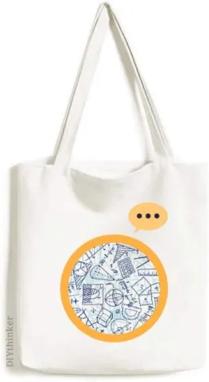 Blue Hand Painted Math Ruler Calculator Illustration Expression Gift Sack Canvas Tote Shoulder Bag