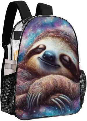 Blue Nebula Sloth Rucksacks Transparent Anti-Theft Multipurpose Carry On Bag Large Capacity Gym Outdoor Hiking Backpack With Smooth Zippers