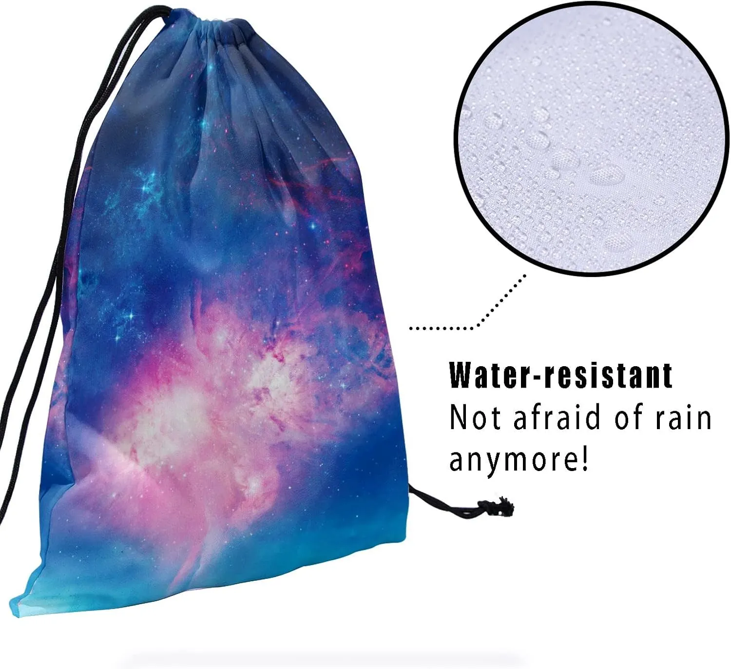 Blue Pink Galaxy Grip Bags - Stars Gymnastics Grip Pouch Storage Nebula Shoe Bags Adjustable Polyester Towel Drawstring Bags