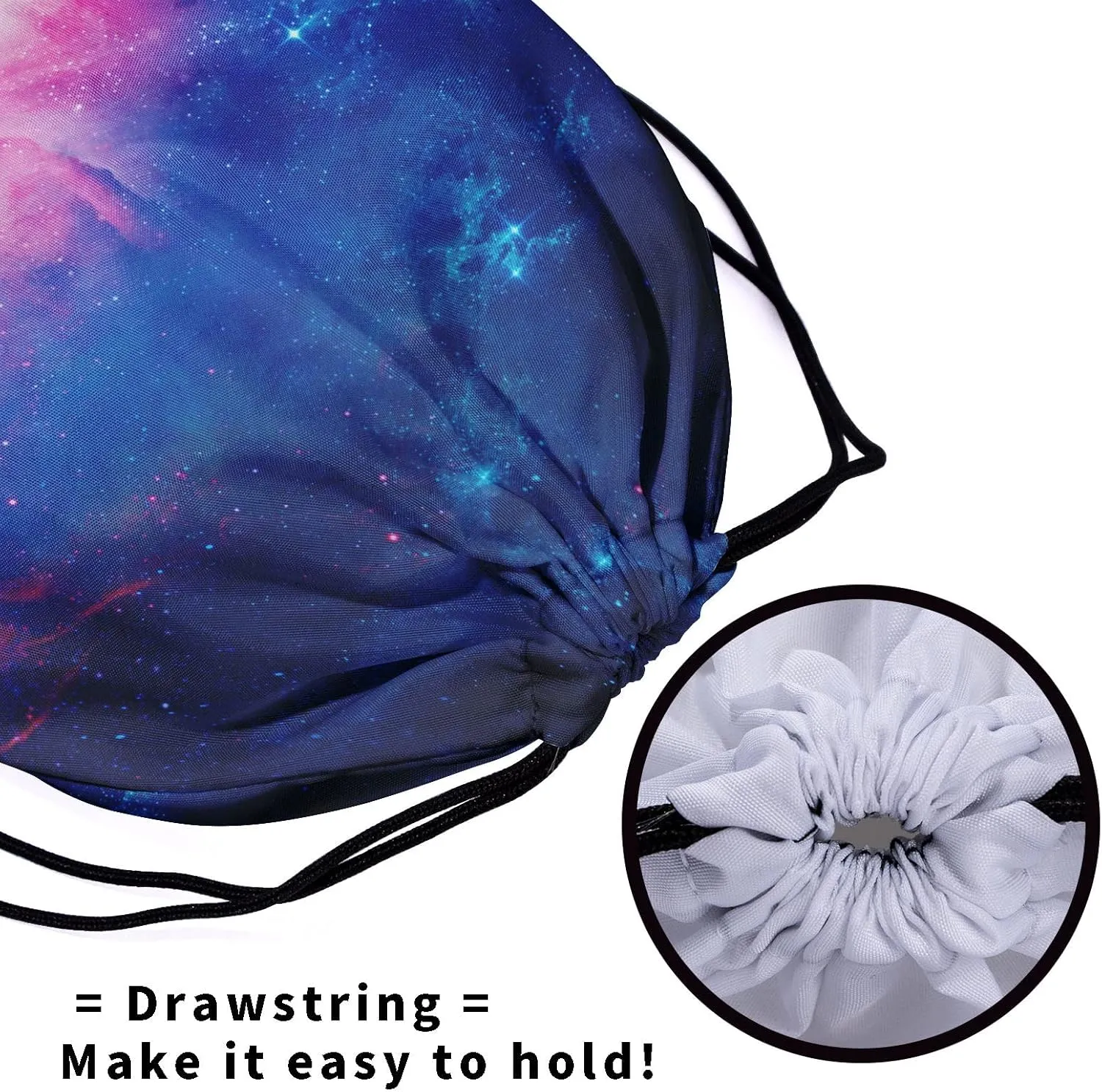 Blue Pink Galaxy Grip Bags - Stars Gymnastics Grip Pouch Storage Nebula Shoe Bags Adjustable Polyester Towel Drawstring Bags