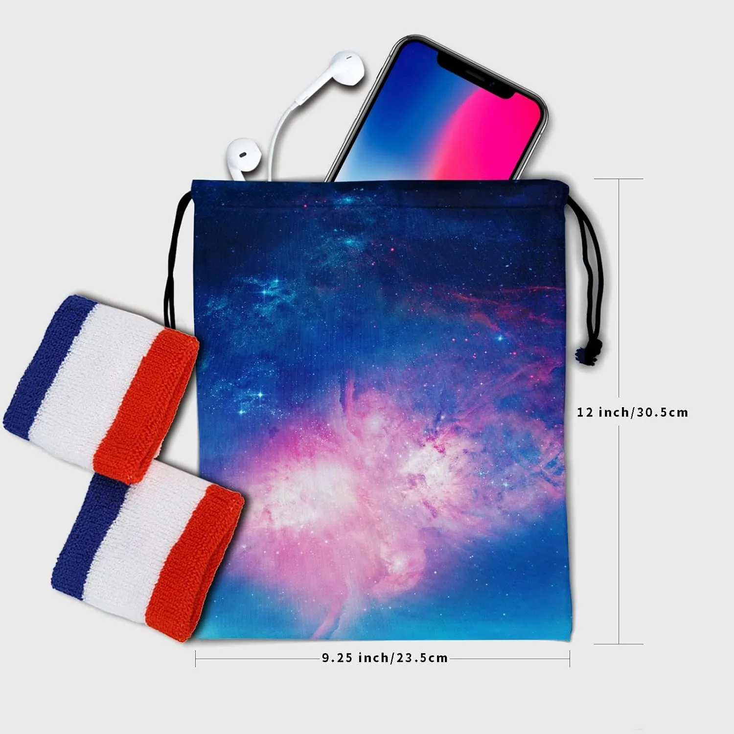 Blue Pink Galaxy Grip Bags - Stars Gymnastics Grip Pouch Storage Nebula Shoe Bags Adjustable Polyester Towel Drawstring Bags