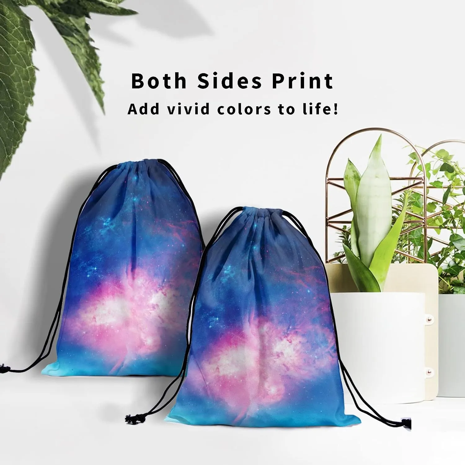 Blue Pink Galaxy Grip Bags - Stars Gymnastics Grip Pouch Storage Nebula Shoe Bags Adjustable Polyester Towel Drawstring Bags