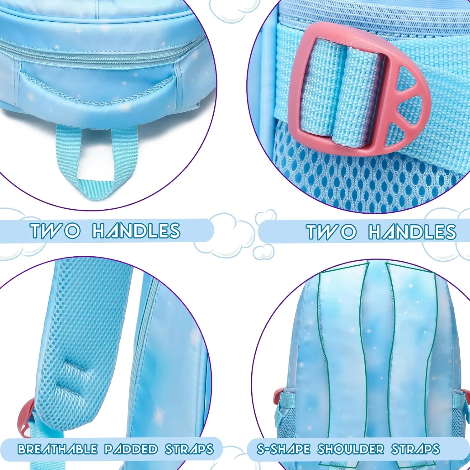 BLUEFAIRY Kids Backpack for Girls Elementary School Bags Kindergarten Primary School Bags Bookbags Back to School Book Bags Gifts Large Campartments Mochilas para Niños 17" Mermaid Blue