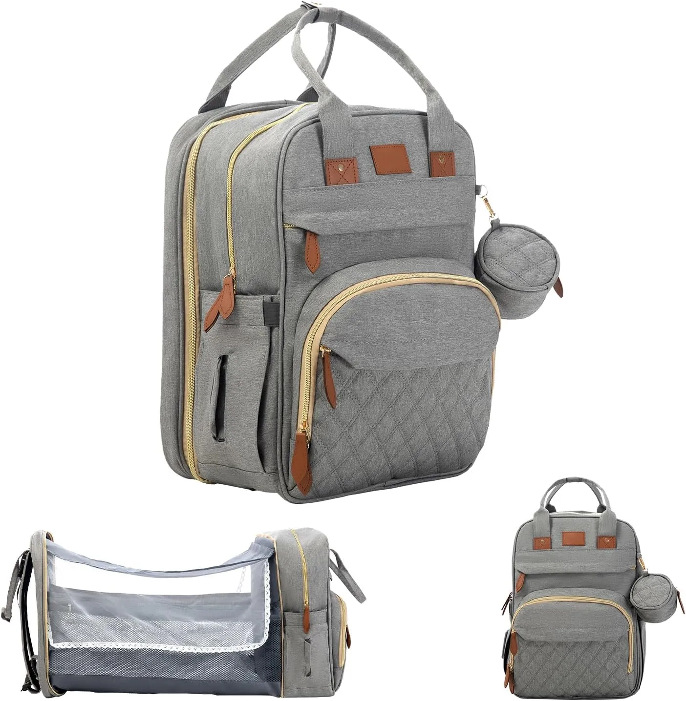 BosiBozi Baby Diaper Bag Backpack with Changing Station, Waterproof & Multi-Functional Baby Bag for Moms Dads, Travel Diaper Bag with Insulated Pockets, Stroller Straps & Pacifier Case, Green