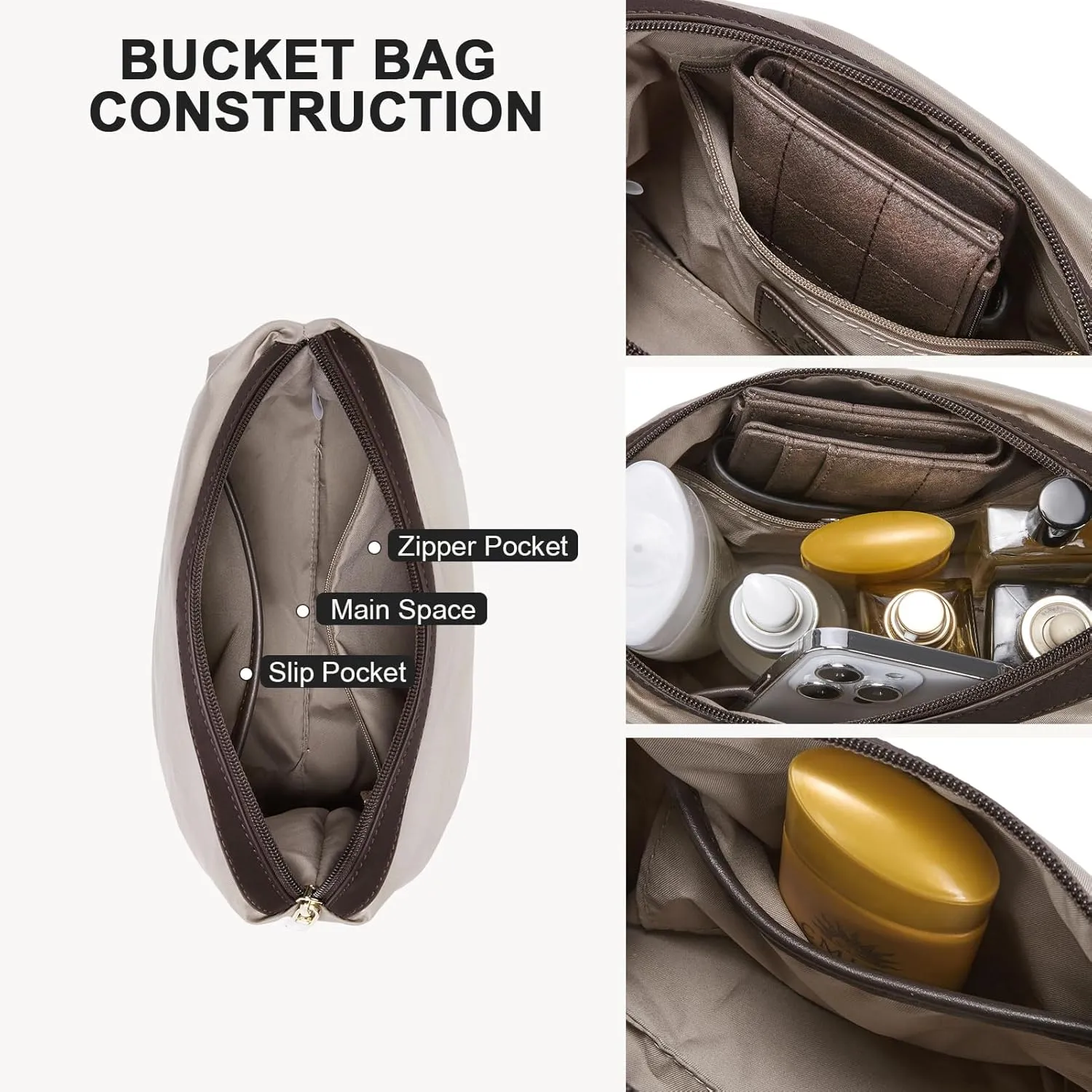 BOSTANTEN Bucket Bag Vegan Leather Shoulder Purses for Women Trendy Adjustable Strap
