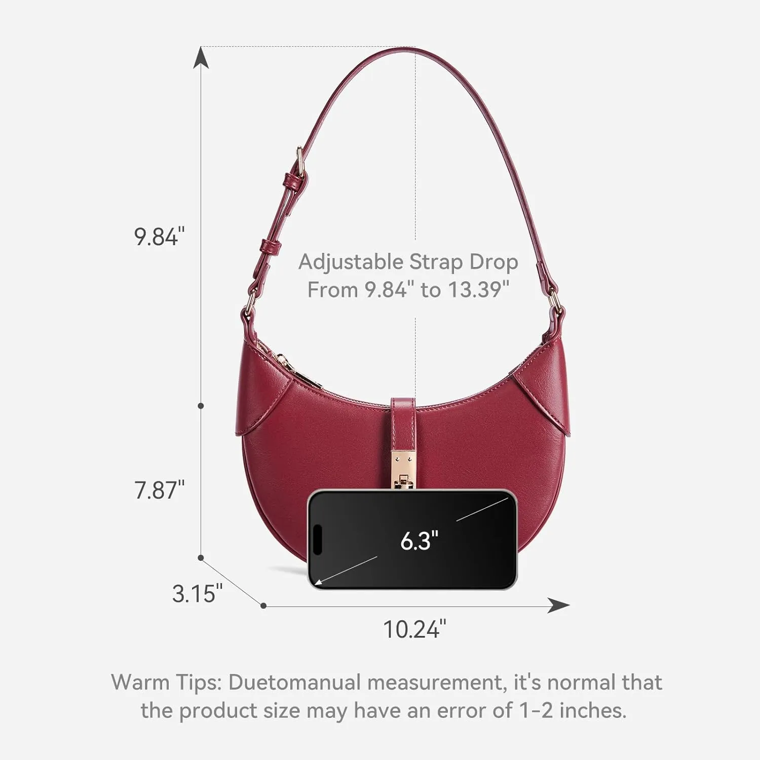 BOSTANTEN Shoulder Bags for Women Small Crescent Moon Underarm Purse Trendy Vegan Leather Handbag