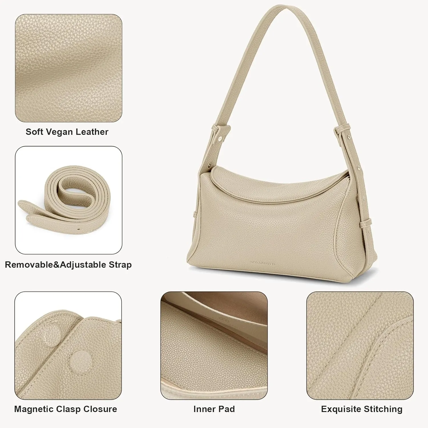 BOSTANTEN Shoulder Bags for Women Vegan Leather Crossbody Purses with Adjustable Strap