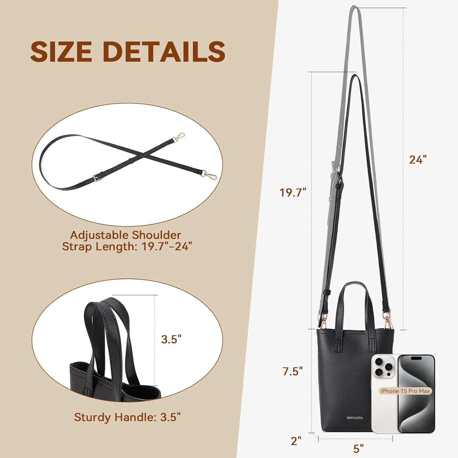 BOSTANTEN Small Crossbody Purse for Women Mini Tote Bag Top Handle Shoulder Bag Compact Handbags with Adjustable Strap