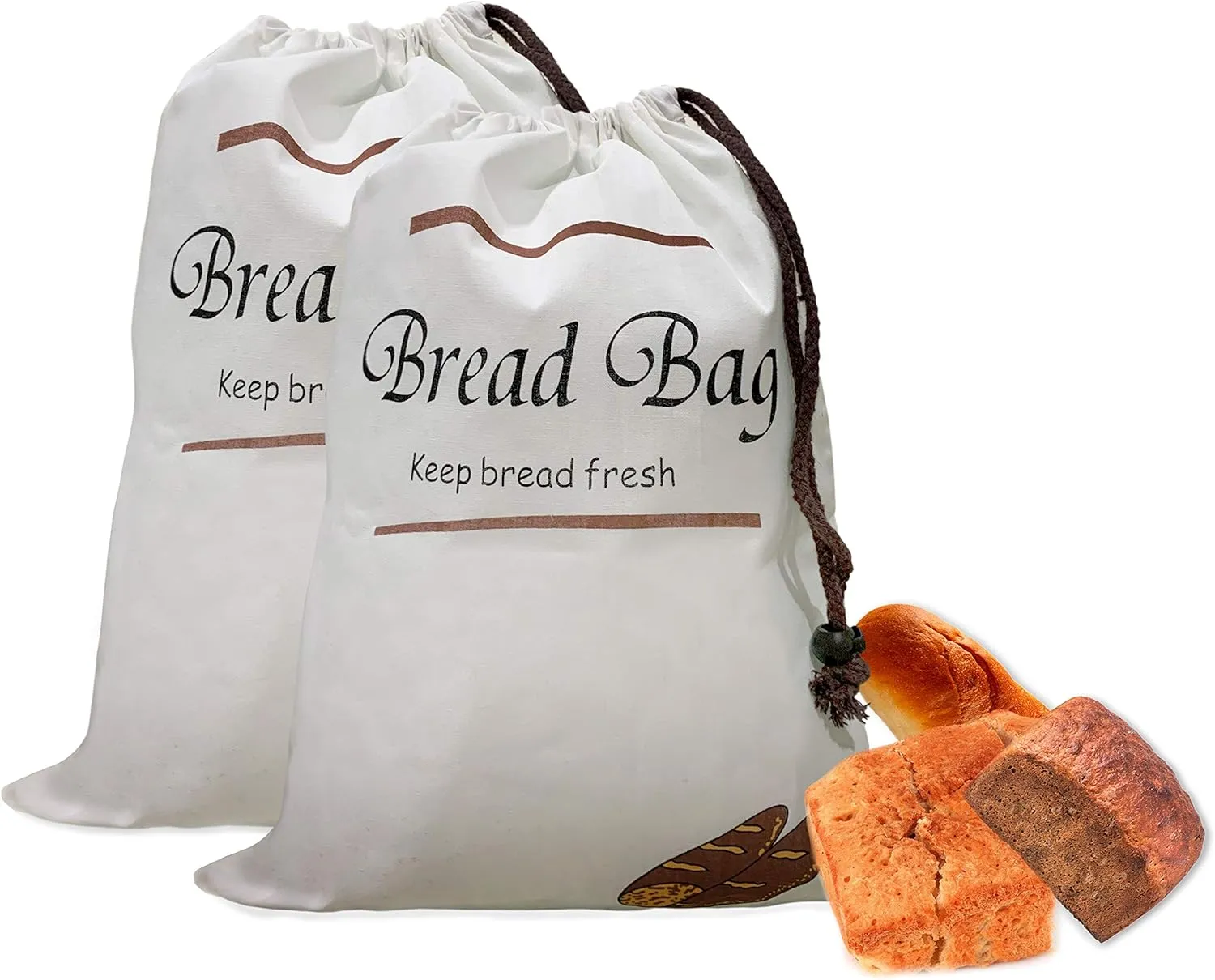 Bread Storage Bag - Reusable Bags for Bakery Supplies and Food Storage - Set of 2 Zero Waste Grocery Bread Keeper Bag FREE Branded Eyeglass Pouch