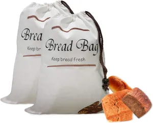 Bread Storage Bag - Reusable Bags for Bakery Supplies and Food Storage - Set of 2 Zero Waste Grocery Bread Keeper Bag FREE Branded Eyeglass Pouch
