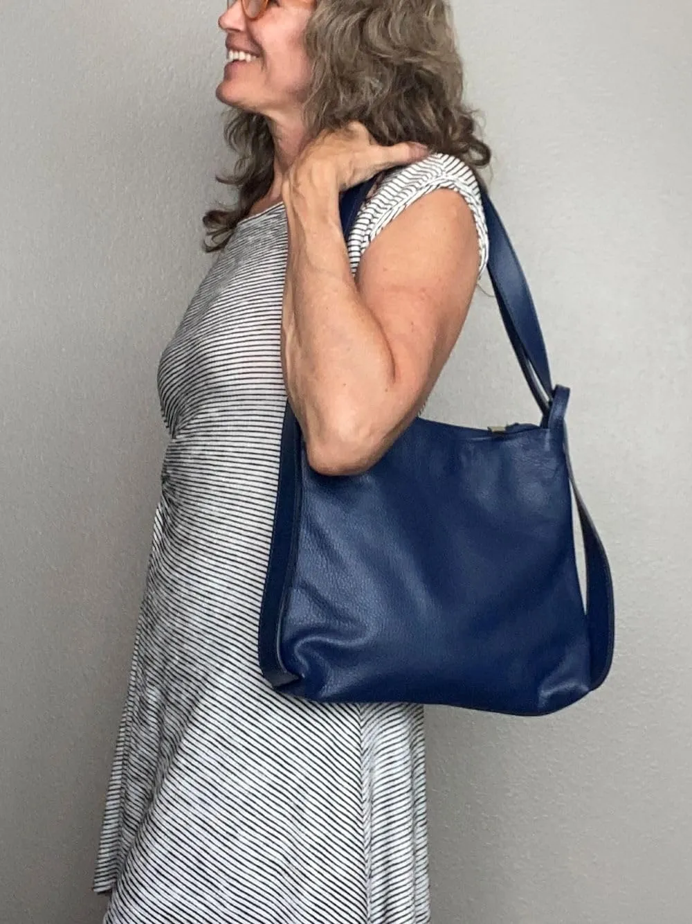 Bria Convertible Leather Backpack Purse - Soft Casual Travel Shoulder Bag