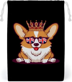 British Corgi Dog Drawstring Bag Portable Storage Bags Small Pouch for Sports Travel 12 * 18cm