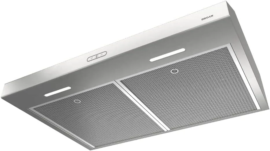 Broan- NuTone BCDF130SS Glacier Convertible Range Hood Light Exhaust Fan for Under Cabinet Stainless Steel, 375 Max Blower CFM, 30-Inch