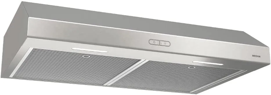 Broan- NuTone BCDF130SS Glacier Convertible Range Hood Light Exhaust Fan for Under Cabinet Stainless Steel, 375 Max Blower CFM, 30-Inch