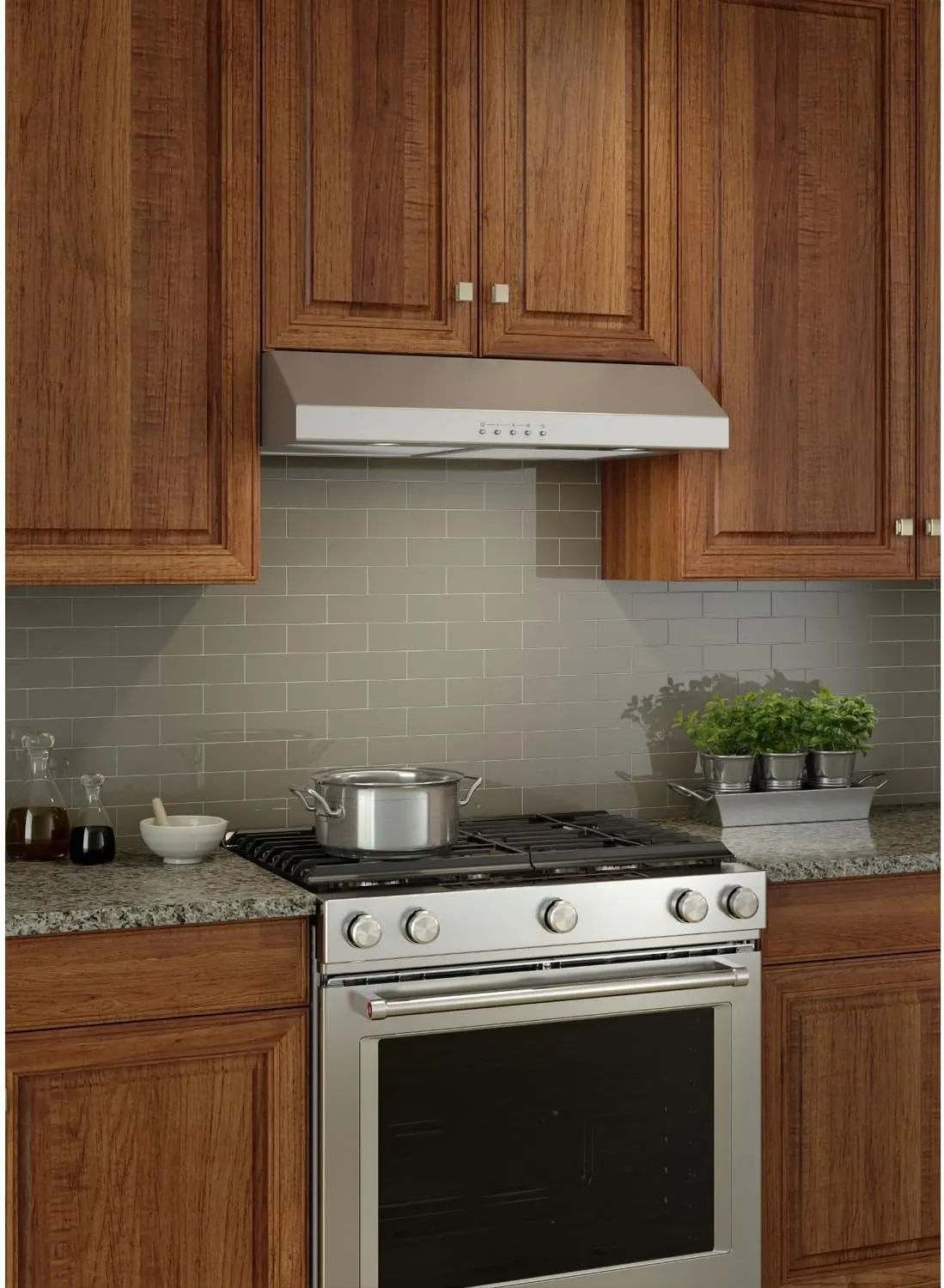 Broan-NuTone BCSQ130SS Three-Speed Glacier Under-Cabinet Range Hood with LED Lights ADA Capable, 1.5 Sones, 375 Max Blower CFM, 30-Inch, Stainless Steel
