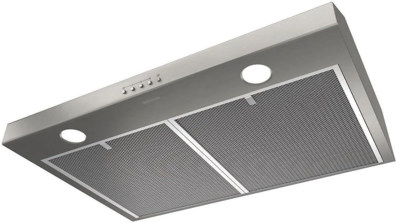 Broan-NuTone BCSQ130SS Three-Speed Glacier Under-Cabinet Range Hood with LED Lights ADA Capable, 1.5 Sones, 375 Max Blower CFM, 30-Inch, Stainless Steel
