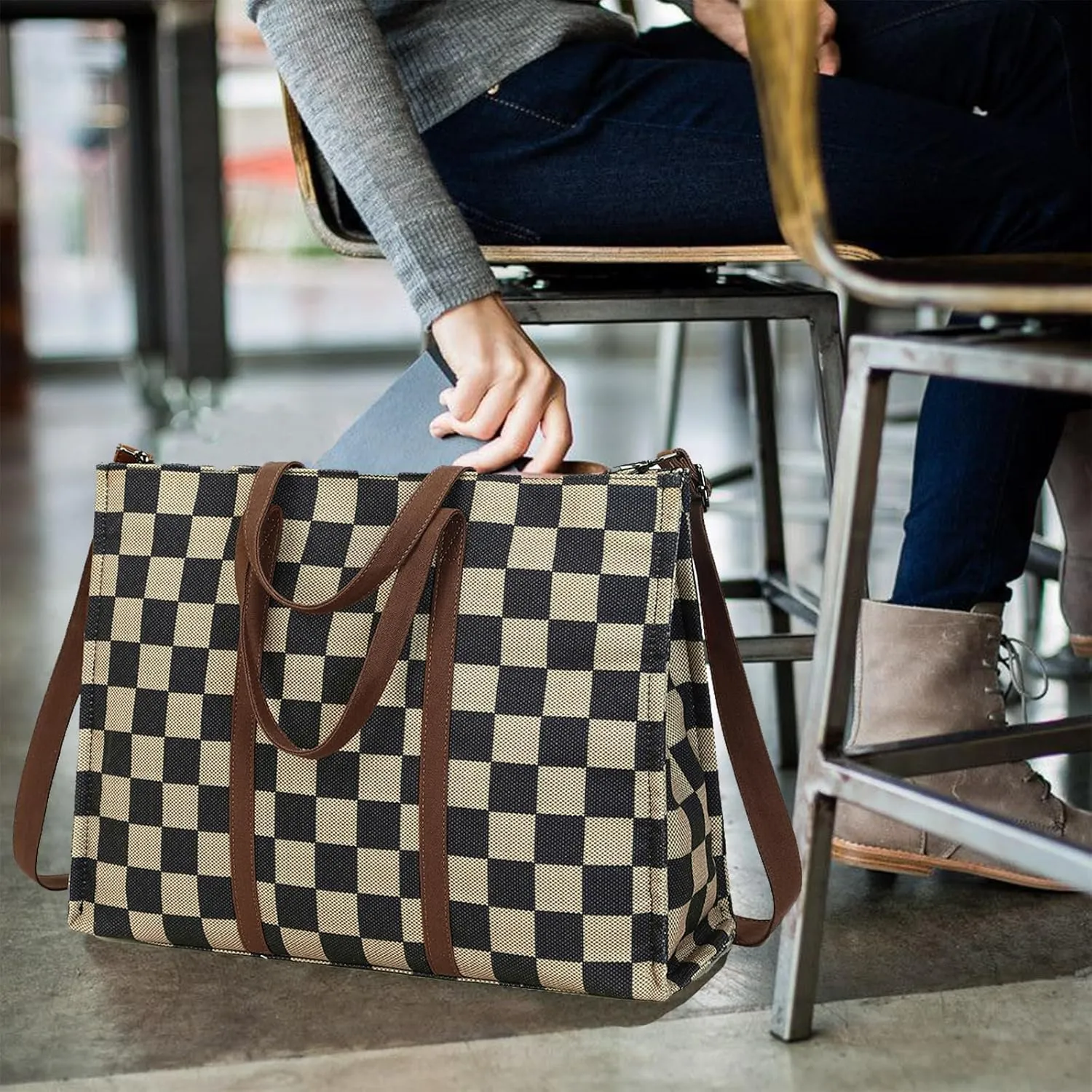 BTOOP Tote Bag for Women Work Teacher Tote Bag 15.6 inch Laptop Shoulder Bags Handbag Office Briefcase with Clutch Purse