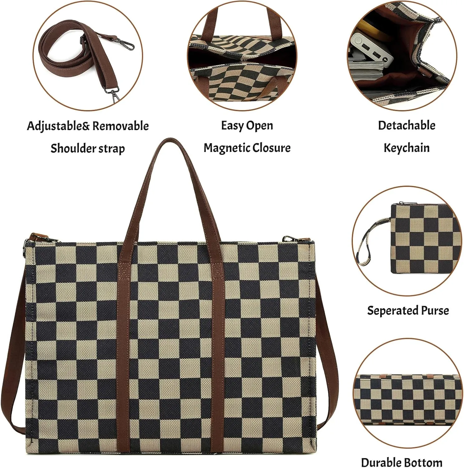 BTOOP Tote Bag for Women Work Teacher Tote Bag 15.6 inch Laptop Shoulder Bags Handbag Office Briefcase with Clutch Purse