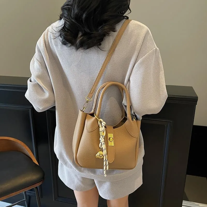 Bucket Bags for Women Crossbody Top Handle Bag Elegant Hobo Handbag Tote Purse Faux Leather Shoulder Bag with Zipper