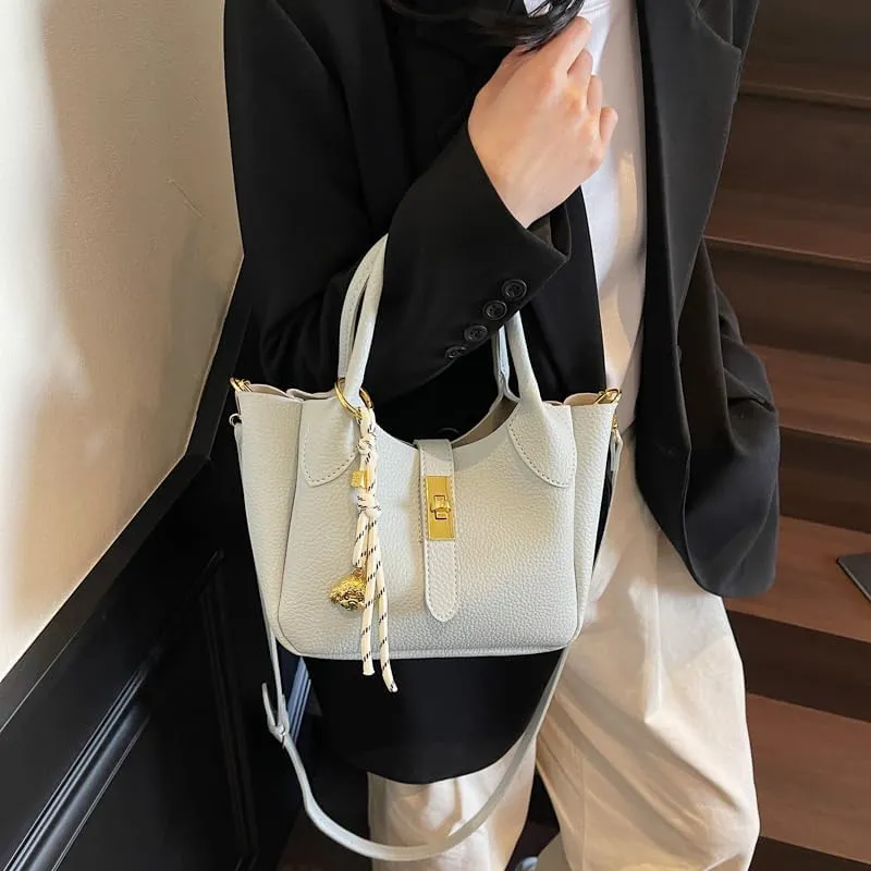Bucket Bags for Women Crossbody Top Handle Bag Elegant Hobo Handbag Tote Purse Faux Leather Shoulder Bag with Zipper