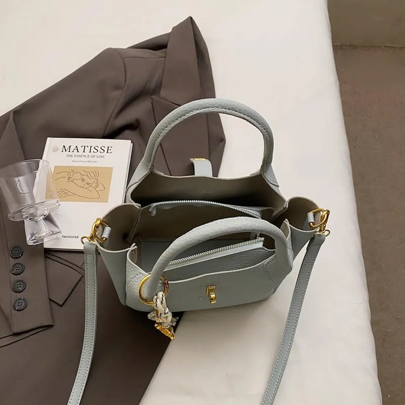 Bucket Bags for Women Crossbody Top Handle Bag Elegant Hobo Handbag Tote Purse Faux Leather Shoulder Bag with Zipper