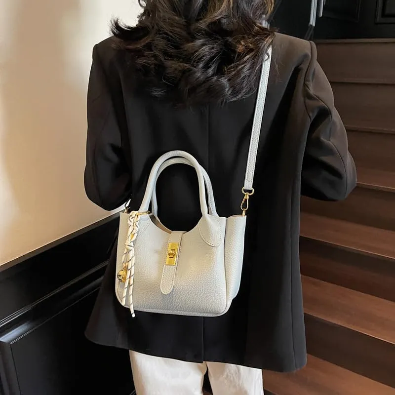 Bucket Bags for Women Crossbody Top Handle Bag Elegant Hobo Handbag Tote Purse Faux Leather Shoulder Bag with Zipper