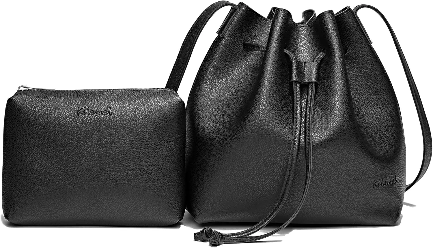 Bucket Bags for Women, Drawstring Bucket Purses 2 Pieces Sets Small Crossbody Purse with Cosmetic Makeup Bags
